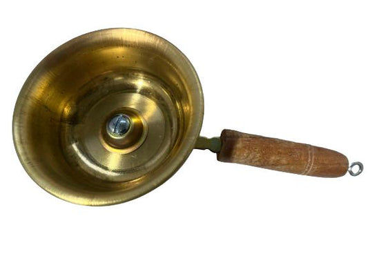Brass Traditional Dhunni Diya / Dhoop Dani With Wooden Handle - 2.20" Height