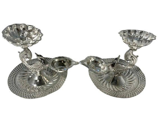 German Silver peacock design Traditional Kankavati Bowl