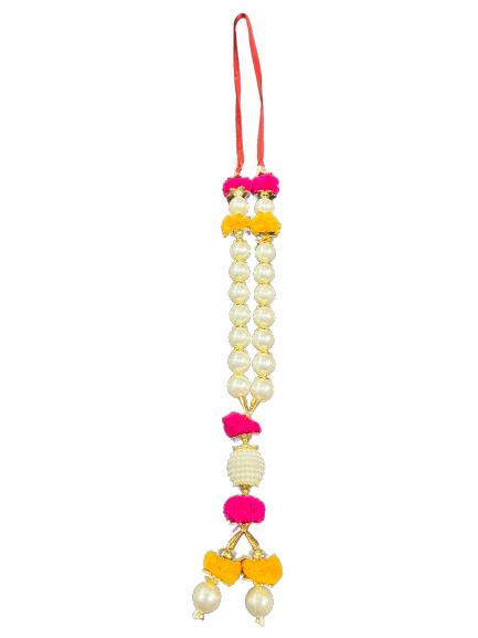 Bhakti Lehar White Pearl Ribbon Garland