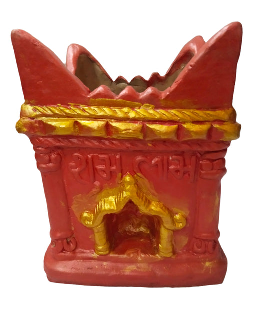 TRADITIONAL CLAY TULSI PLANTERS POT (KYARA)- RED Color - 9.5" Height