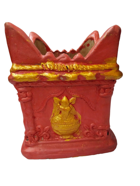 TRADITIONAL CLAY TULSI PLANTERS POT (KYARA)- RED Color - 9.5" Height