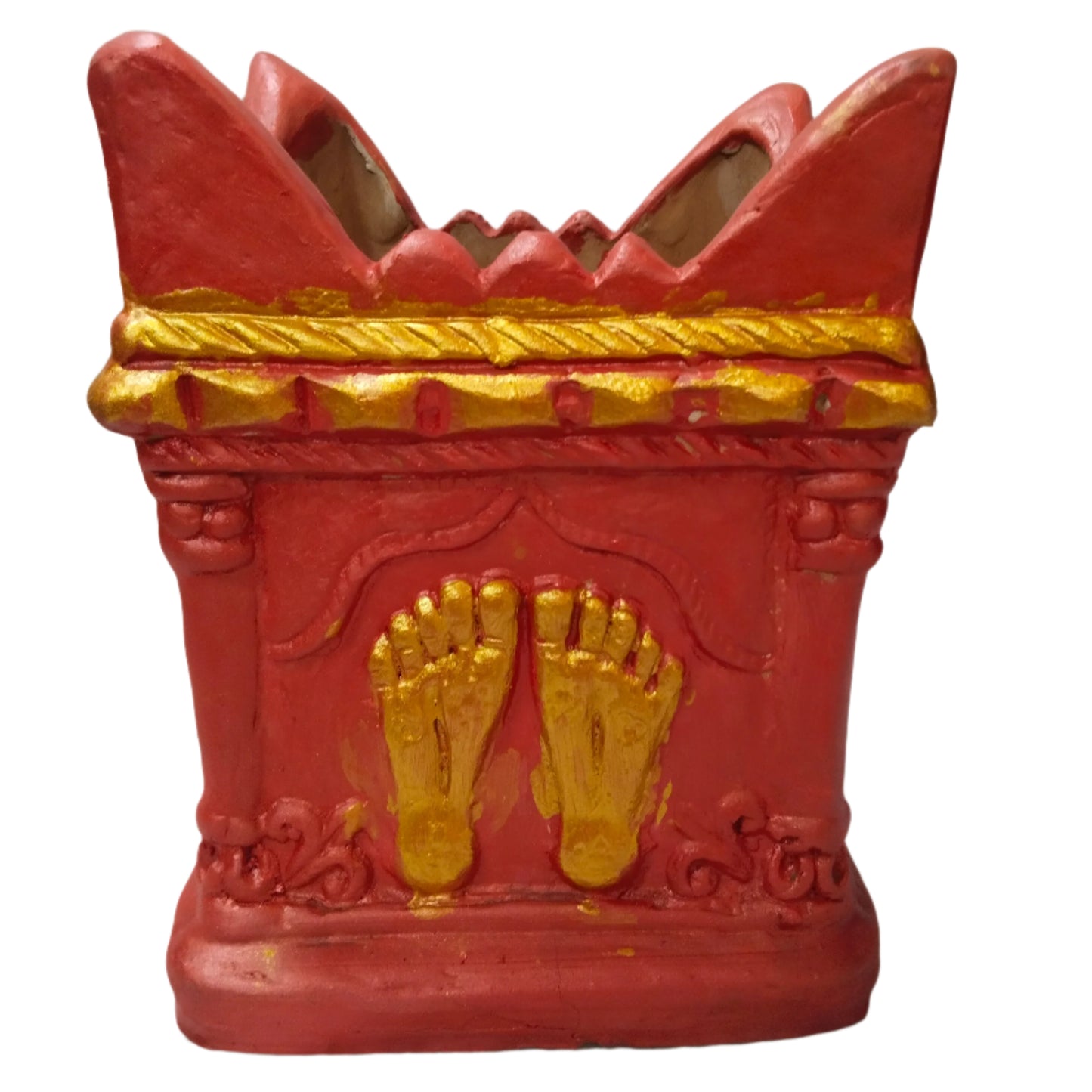 TRADITIONAL CLAY TULSI PLANTERS POT (KYARA)- RED Color - 9.5" Height