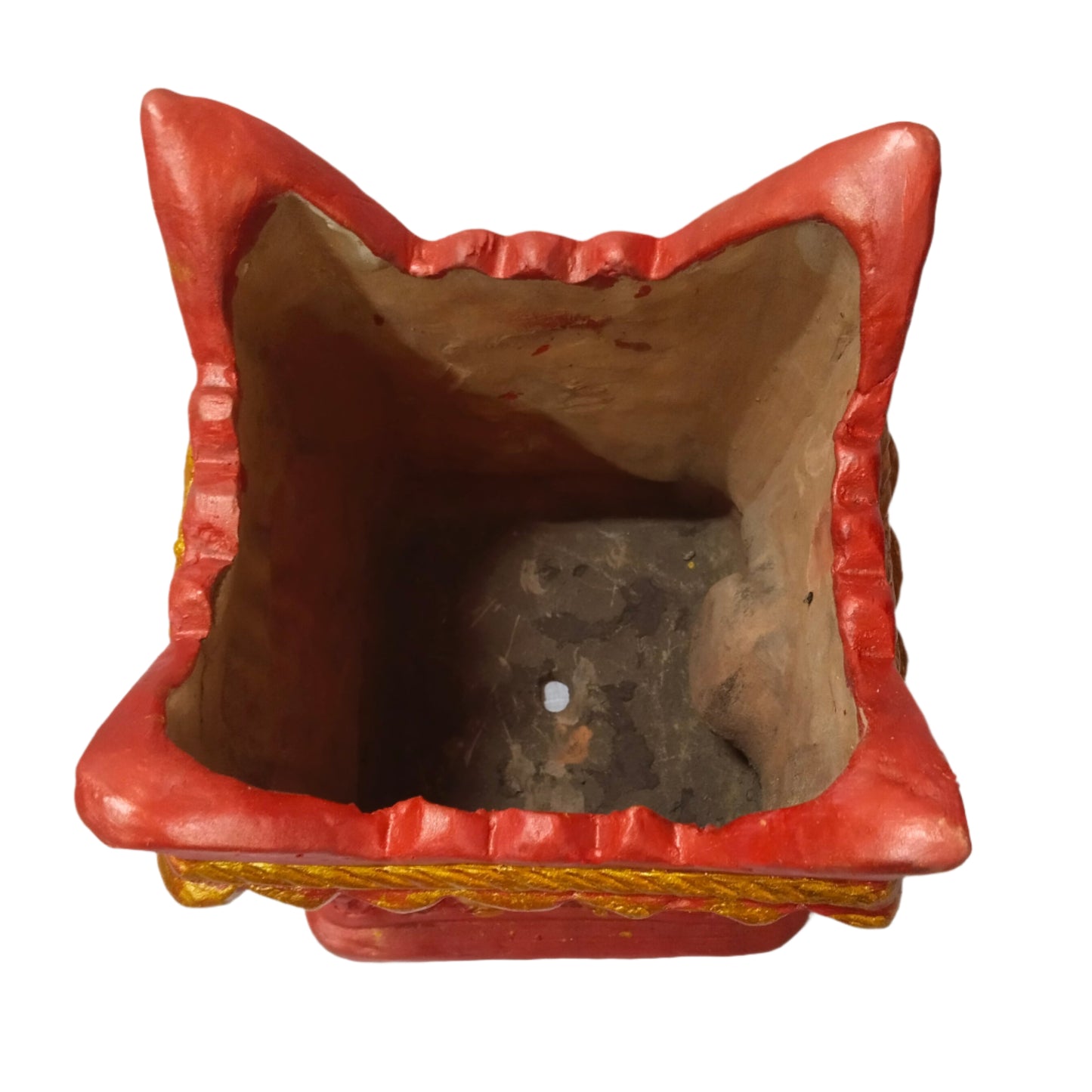 TRADITIONAL CLAY TULSI PLANTERS POT (KYARA)- RED Color - 9.5" Height