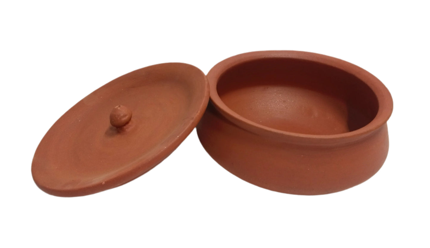 Natural Brown matt finish Earthen Clay Cooking Handi / Pot W/Lid -in 4 sizes