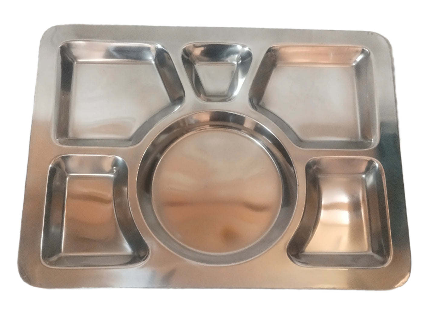 STAINLESS STEEL RECTANGAL ROTI THALI WITH 6 COMPARTMENT (6 compartments)