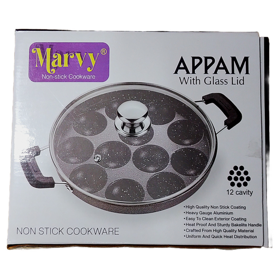 Appam Patra Paniyaram Non Stick Pan With glass Lid