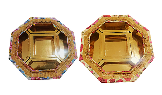 Empty Dry Fruit Boxes in Octagon Shape (Assorted Colors) - 5 Compartment