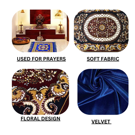 Woolen Pooja Carpet/Rug Mat Aasan Carpet Made of Velvet / /Meditation Mat (42 X 27 inches)