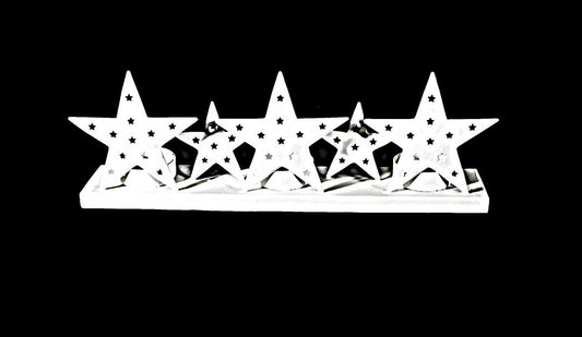 Multi White Star Christmas candle holder