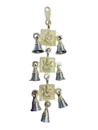 Brass Antique Wall Hanging Decor of Ganeshji, Lakshmiji & Saraswatiji