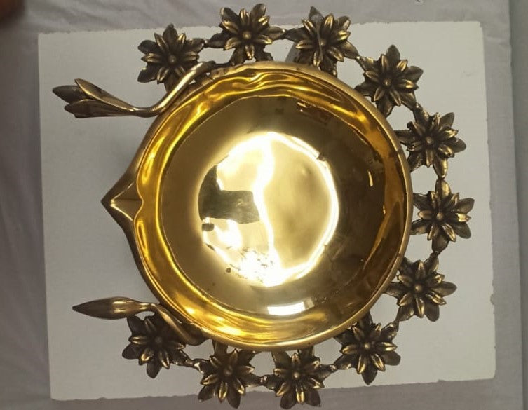 Traditional Exquisite Lotus and Flower design Brass Urli/Bowl