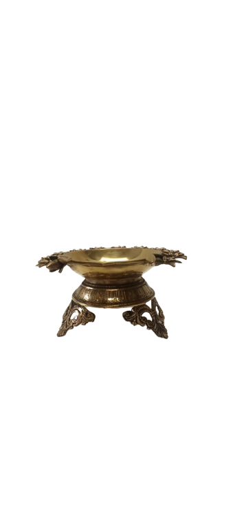 Traditional Exquisite Lotus and Flower design Brass Urli/Bowl