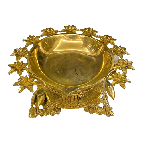 Traditional Exquisite Lotus and Flower design Brass Urli/Bowl