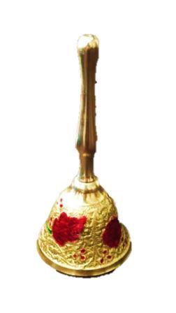 Golden Brass Meenakari Work Bell (Ghanti) for Puja