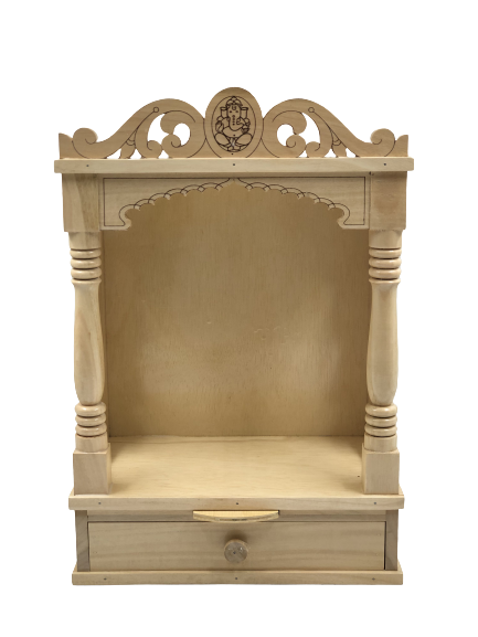 Traditional Open Simple Carving Sevan Wooden Temple - 18" & 19.5" Height