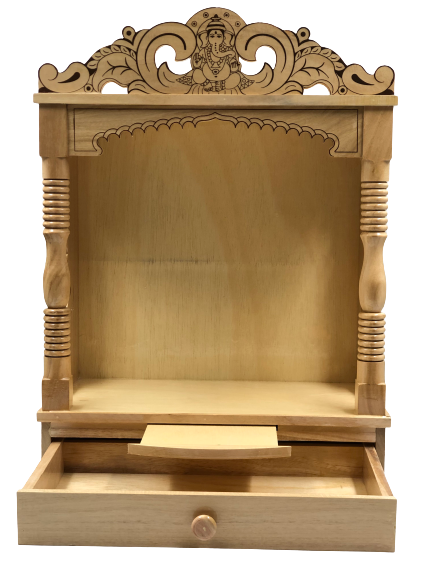 Intricate Carving Sevan Wooden Open Temple - 22.5" Height