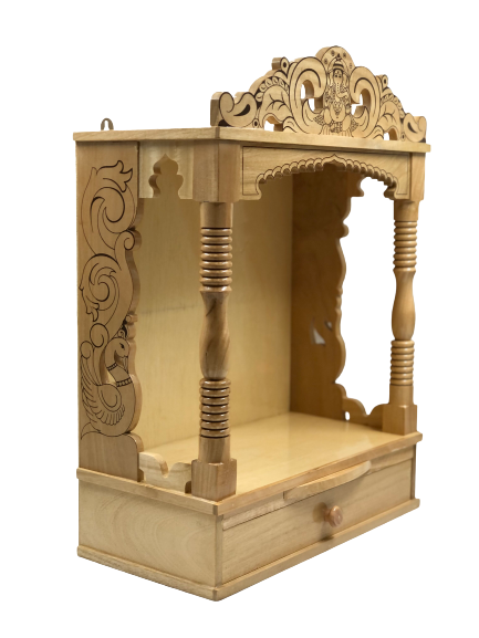 Intricate Carving Sevan Wooden Open Temple - 22.5" Height
