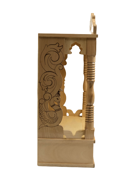 Intricate Carving Sevan Wooden Open Temple - 22.5" Height