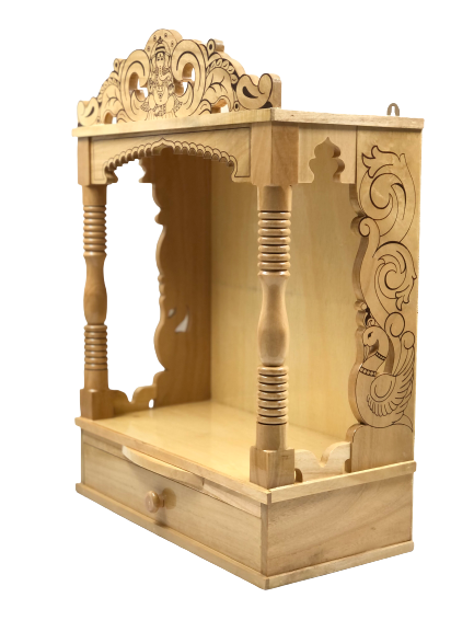 Intricate Carving Sevan Wooden Open Temple - 22.5" Height