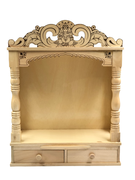 Intricate Carving Sevan Wooden Open Temple - 23.5" & 27" Height