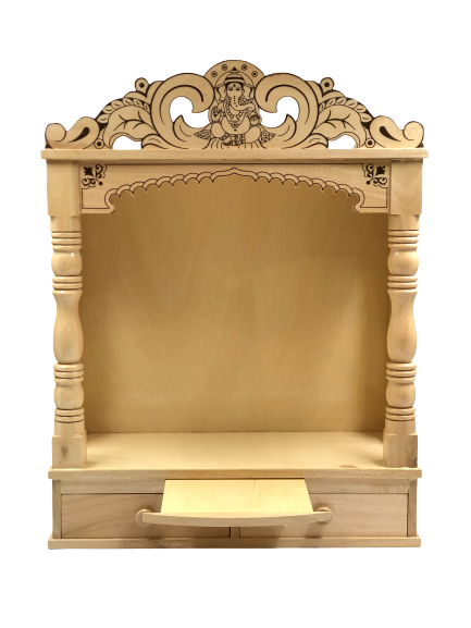 Intricate Carving Sevan Wooden Open Temple - 23.5" & 27" Height