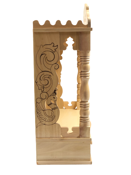 Intricate Carving Sevan Wooden Open Temple - 23.5" & 27" Height