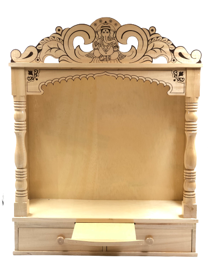 Intricate Carving Sevan Wooden Open Temple - 23.5" & 27" Height