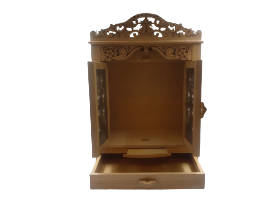 Traditional Carving Sevan Wooden Temple With Doors - 26" Height
