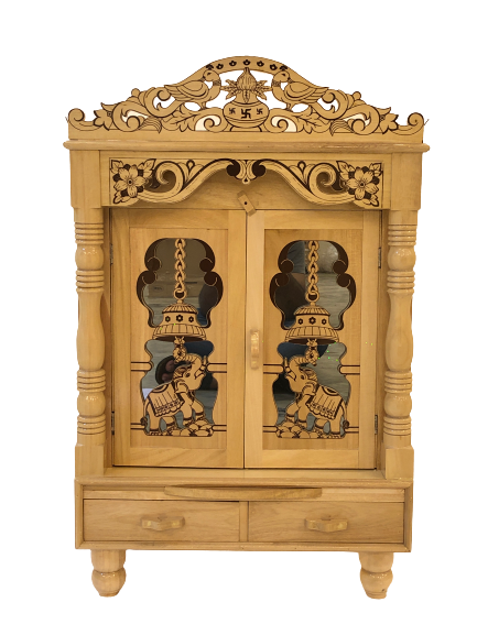 Traditional Carving Sevan Wooden Temple With Doors in 2 Sizes Available