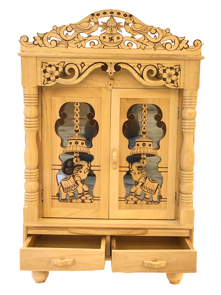Traditional Carving Sevan Wooden Temple With Doors in 2 Sizes Available