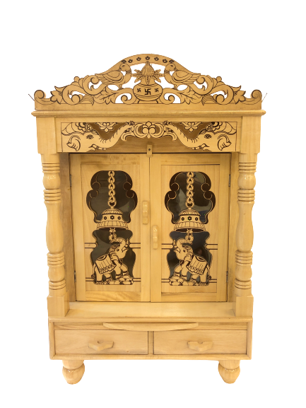 Traditional Carving Sevan Wooden Temple With Doors in 2 Sizes Available