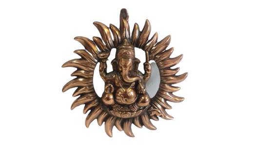 Black Metal Antique Wall Hanging Decor of Ganeshji - 11.25"