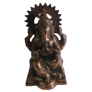 Artistic Carved Black Metal Ganesha Statue - 19"