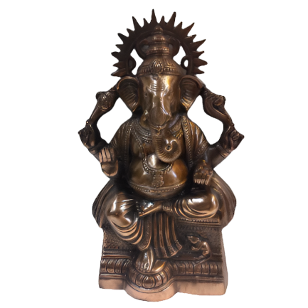 Artistic Carved Black Metal Beautiful Ganesha Statue - 21" Tall