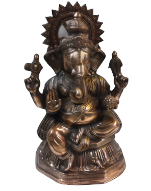 Artistic Carved Big Black Metal Ganesha Statue - 32"