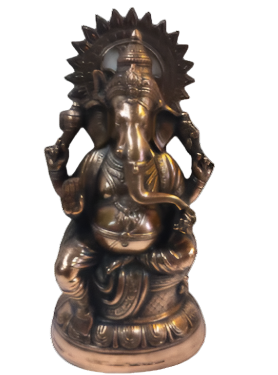 Artistic Carved Black Metal Ganesha Statue - 24 Inch