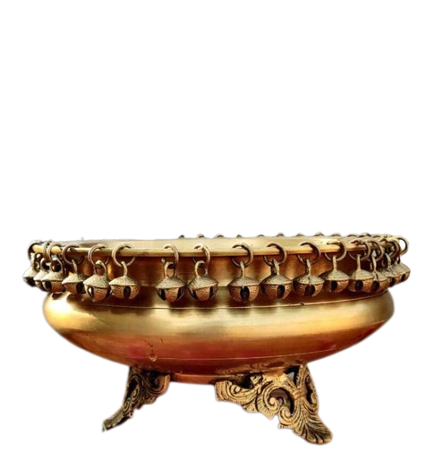 Traditional Design Brass Urli Bowl w/ Gungru