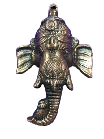 Brass Made Antique Wall Hanging Decor of Ganeshji's Face 7.5"