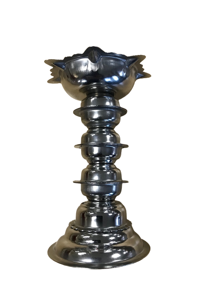 5" Tall Traditional Stainless Steel Diya for Pooja