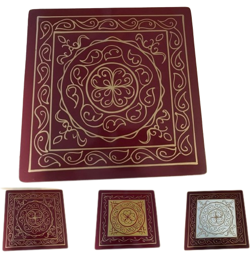 Wooden Sankheda Bajot Chowki w/ Traditional Design Pattern 16" X 16"