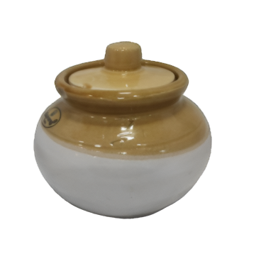 Indian Handmade Ceramic Pickle Jar (Round) With Lid/Achar Barni - 4" Height