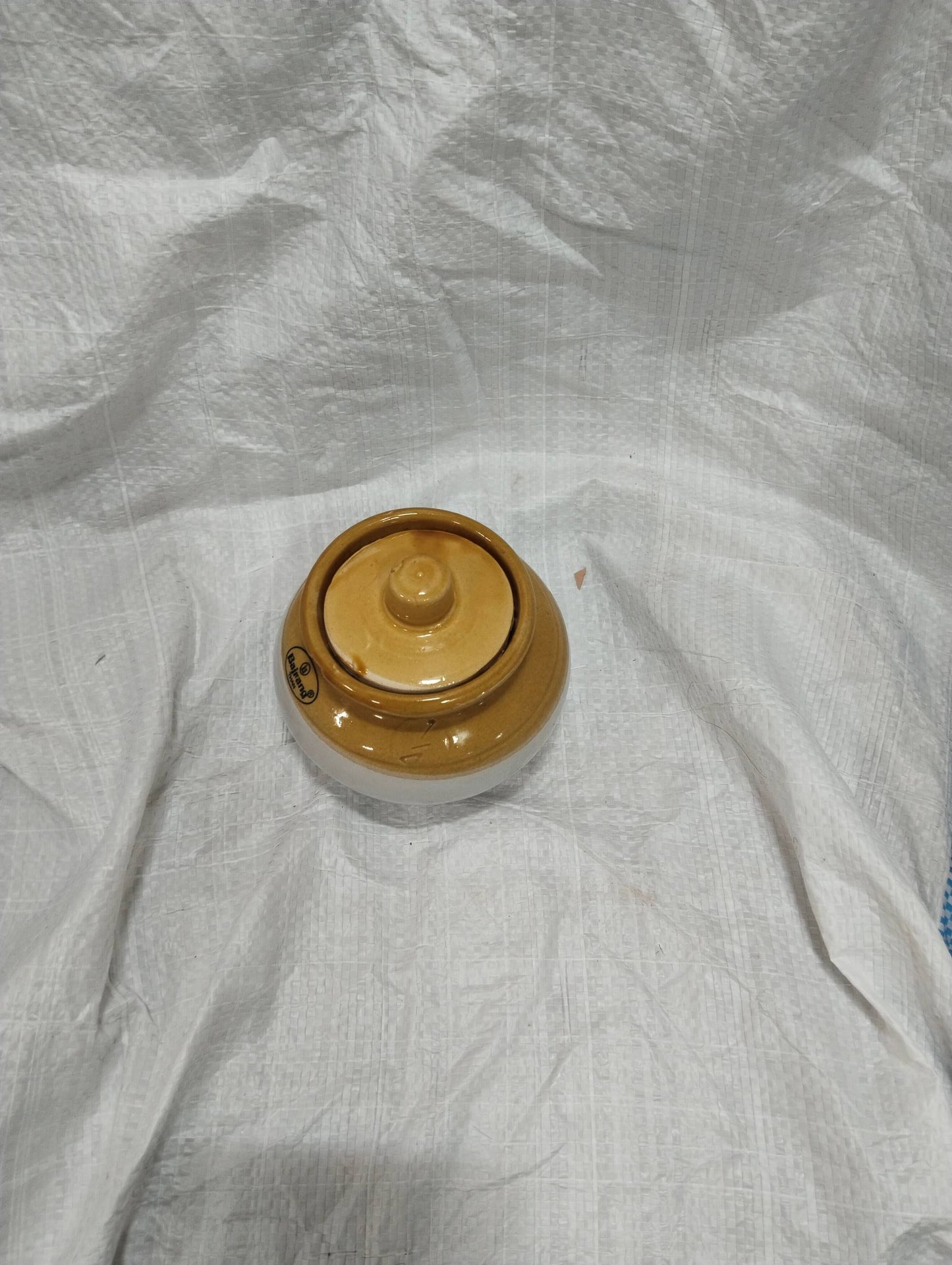 Indian Handmade Ceramic Pickle Jar (Round) With Lid/Achar Barni - 4" Height