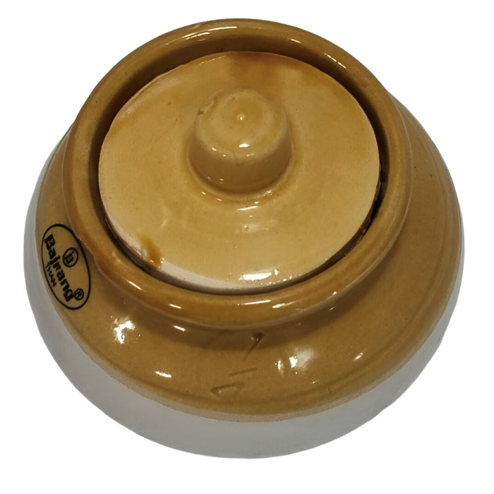Indian Handmade Ceramic Pickle Jar (Round) With Lid/Achar Barni - 4" Height