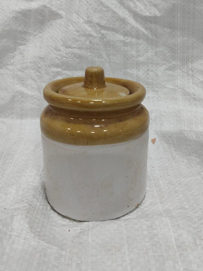 Indian Handmade Ceramic Pickle Jar With Lid/Achar Barni - 4" Height