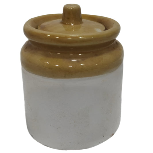 Indian Handmade Ceramic Pickle Jar With Lid/Achar Barni - 4" Height