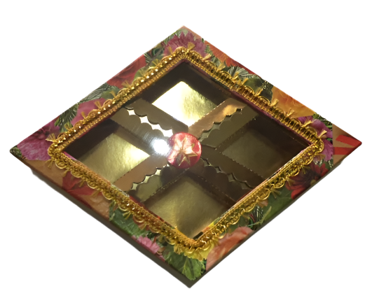 Flower Print 4 Partition Dry Fruit Box-