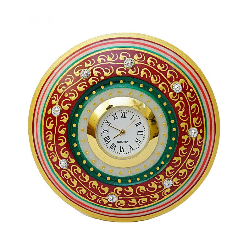 Round Marble Clock Handcrafted Decorative for Decor / GIft