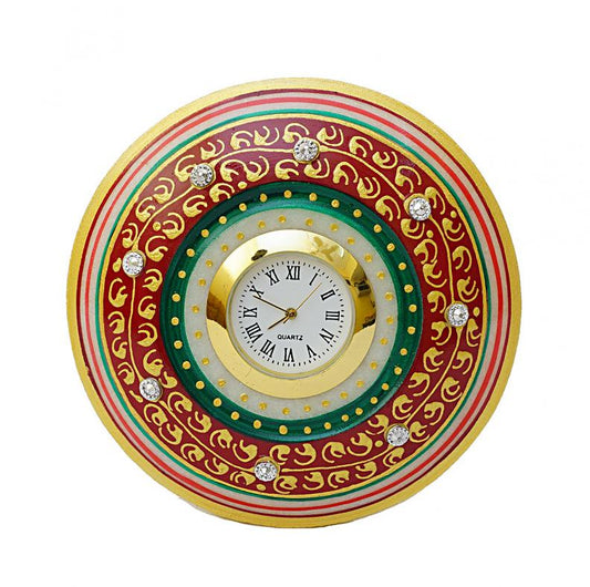 Round Marble Clock Handcrafted Decorative for Decor / GIft