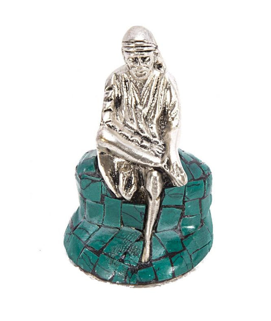 Fine Finish Saibaba Sitting Deity in Silver Brass