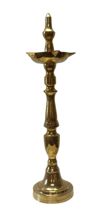 Brass Traditional Simple Diya Stand/Lamp - (3 Sizes)